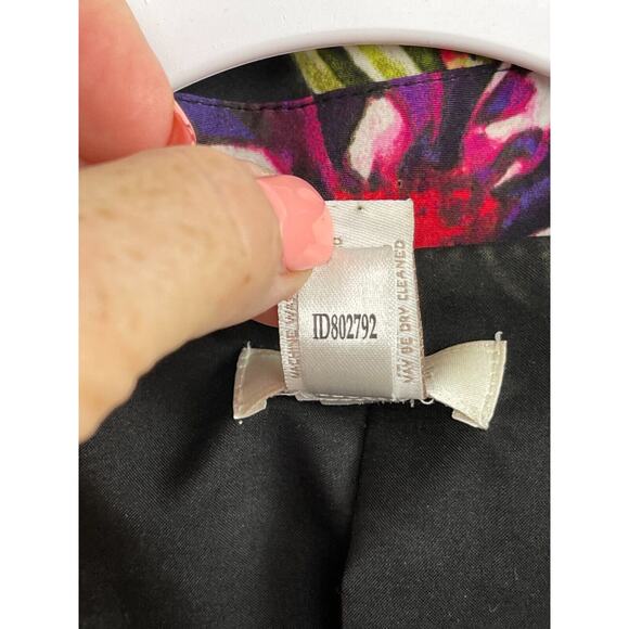 Chicos Women's 12-14 Blazer Bright Floral Purple Yellow Green - Picture 7 of 9